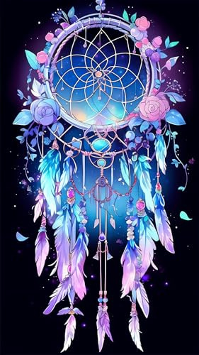 ARTGOTO Diamond Painting Erwachsene Groß XXL 60 x 105 cm Traumfänger | Blumen Federn und Kristallen DIY Diamant-Malerei Set 3 Werkzeugsets 30 % Extra-Diamanten