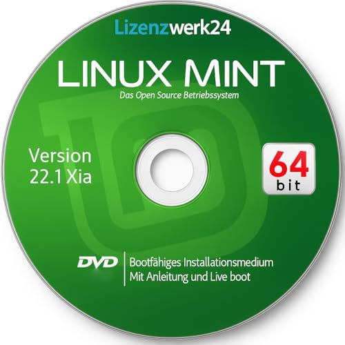 GNU/Linux Mint 64-Bit Live & Installations-DVD (Deutsch) | Bootfähige Rettungs- & Setup-DVD für PC & Laptop | UEFI/BIOS | Quickstart-Guide inkl. | Open-Source