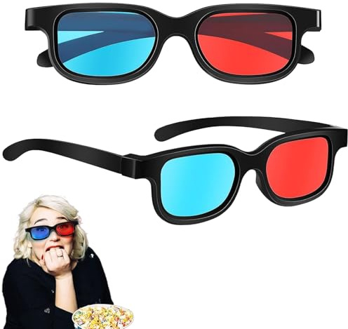 3D-Tv-Brille, Zweiteilige Stereobrille, 3D-Brille Für Filme, Spiele, Fernsehen Und Kinos (Blau Und Rot)