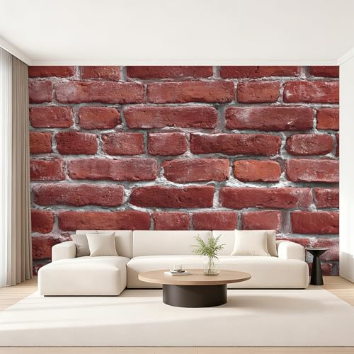 Générique Papier Peint Intissé Brique Rouge, Papier Peint Panoramique Mur de Briques Vintage Rustique pour Salon Chambre Bureau Couloir, Décoration Murale, 450 x 315 cm (L x H) Y&W31