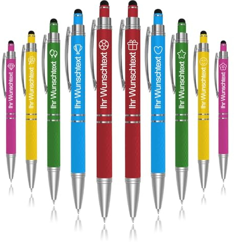 Lindahandel Personalisiert Kugelschreiber mit Gravur,Touchpen 10–2000 Stück | Ideal für Werbegeschenk,Firmenwerbung,Büros,Unternehmen, Messegeschenk, Kundenakquise & Bürobedarf,Personalisiert Geschenk