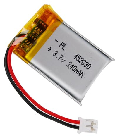 LiPo Akku 3,7V 240mah 452030 mit 2P-PH-Anschluss, Wiederaufladbarer Lithium Polymer Akku für Bluetooth-Lautsprecher, Dashcams, Wearables & Elektronikgeräte