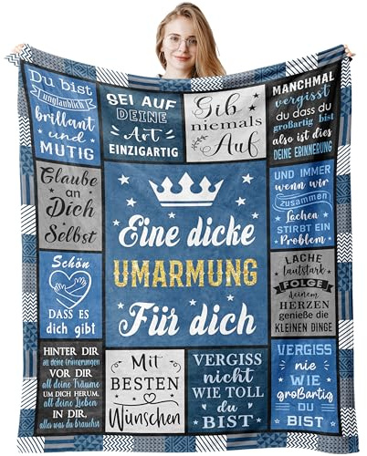 Jinmaple Bester Freund Geschenk, Geburtstagsgeschenk für Bester Freund, Umarmung Decke für Männer Bruder Kollege Ehemann Papa zum Geburtstag, Mein Bester Freund Umarmung Geschenk Decke 150X130CM