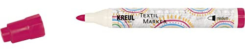 KREUL 90773 - Textil Marker medium, Karminrot, Strichstärke circa 2 bis 4 mm, Stoffmalstift für helle Stoffe & Textilien, waschecht nach Fixierung
