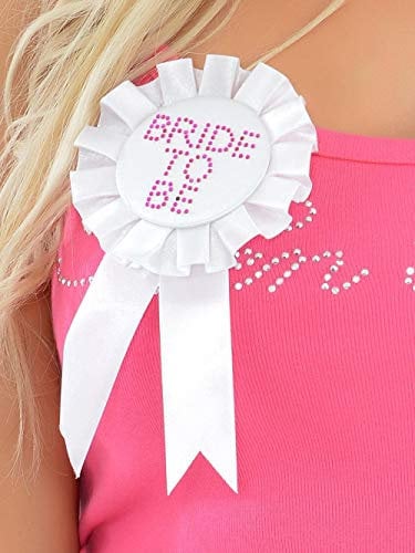 Alandra Party ROS-BTB-W Bride to Be Rosette with Stones, White