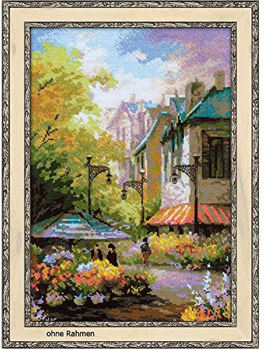 Riolis Kreuzstich-Set Blumenstraße, Baumwolle, Mehrfarbig, 26 x 38 x 0.1 cm