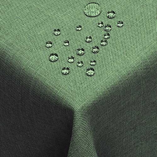 DecoHomeTextil Leinen Optik Tischdecke Eckig 130 x 300 cm Dunkelgrün | wasserabweisend, fleckenabweisend, abwaschbar, Lotuseffekt