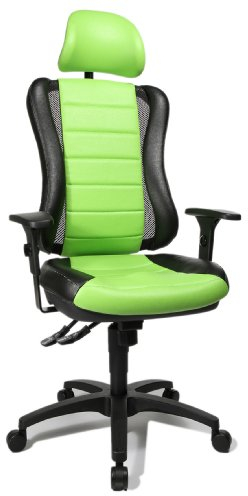 Topstar HE30PS105X Head Point RS P4, Bürostuhl, Schreibtischstuhl, inkl. höhenverstellbare Armlehnen, Kopfstütze, Polsterung grün/schwarz