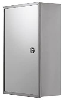 Croydex Trent Lockable Medicine Cabinet - Mirrored Door Medication Cabinet, Fixed Internal Shelf, Polished Stainless Steel, Easy Installation with Included Fixings and Keys, Pre-assembled, 13x25x40cm
