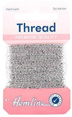 Hemline Glitter Thread 10m – 20% Metallic 80% Viscose Sparkly Extra Strong Yarn for Hand Sewing, Garment Repair, Customization & Craft Projects, DIY, Stitching, Embellishment.