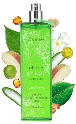 Di Palomo Vegan White Grape & Aloe Luxury Home Fragrance Mist 100ml. Air Fresheners For Home & Fabric Spray. Enjoy Fragrance In Every Room Spray. Air Freshener For Home. Glass Bottle For Home Decor.