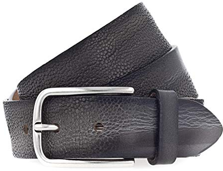 Vanzetti Damen Leder Gürtel Vollrindleder mit Rochenprägung und Airbrushkanten Damengürtel 35 mm Ledergürtel (100 cm, stahlgrau)