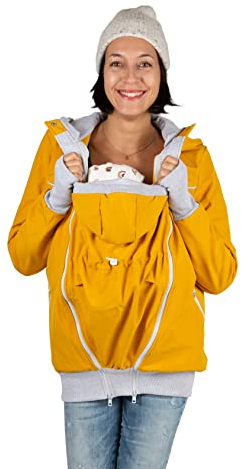 Viva la Mama - Allwetter Jacke Umstandsjacke Tragejacke Outdoor winddicht regendicht JACKY senfgelb - S