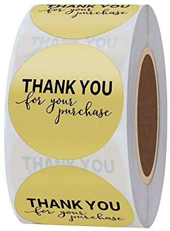 Hylabelest Gold Foil Thank You for Your Purchase Stickers 1.5 Round 500 Labels per Roll (Gold)