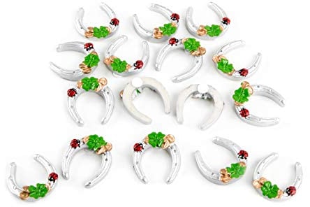 Logbuch-Verlag 16 mini Hufeisen Silber 4 cm Silvester Neujahr Glücksbringer Tischdeko Hochzeit Feste Deko