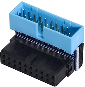 cablecc Adattatore di prolunga USB 3.0 da maschio a femmina a 20 pin angolato verso il basso di 90 gradi per scheda madre