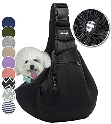 Hundetragetasche Tragetasche für Hunde NATUYA Träger mit Netztasche für Carrier Dogs Katzen-Hände Freie Pet Bag-Schnalle Netz Tasche Haustier Tasche(Schwarz)
