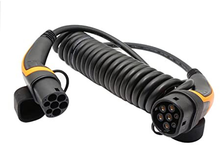 LXSWY elektroauto ladekabel Ladestation Ladegerät for Elektrofahrzeuge 16A 11KW 32A 7,2KW EV Spiralkabel Typ 2 auf Typ2 Stecker Spiralkabel (Color : 32A1P 5Meter Cable)