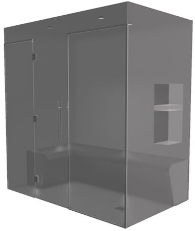 200 x 120 - Kit de Construction Cabine de Douche Hammam avec paroi vitrée à carreler avec générateur Vapeur