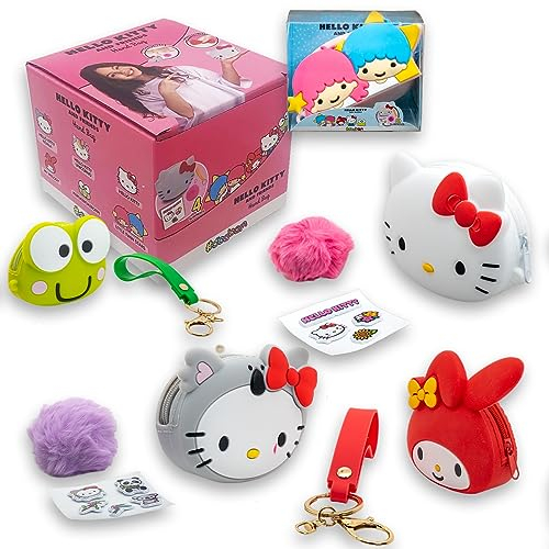 #sbabam, FUNNY BOX Hello Kitty Sac à main pour fille coloré avec autocollants, bracelet en peluche et accessoires, sac fille avec bandoulière pour cadeau fille - sacs fille 2 pièces, jeux pour enfants