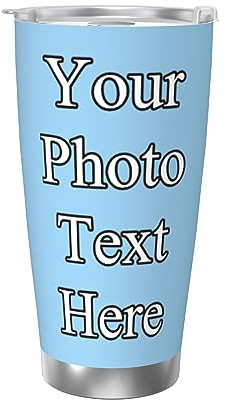 NLWQEKV Bicchiere termico personalizzato Tazza personalizzata in acciaio inossidabile con testo fotografico, Tazza da caffè da viaggio personalizzata Tazza da auto Regali per uomo Donna Papà Mamma
