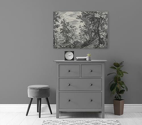 A.S. Création Leinwandbild Landschaft Kupferstich Schwarz - Kunstdruck Beige Creme Grau - 90x60 cm Querformat - Moderne Wanddekoration Schlafzimmer Wohnzimmer - Bild auf Keilrahmen