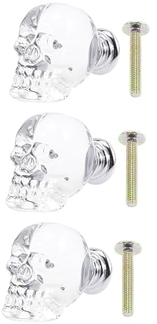 OSALADI 3 Stück Totenkopfgriffe Schrankknöpfe Und -züge Aus Glas Für Kleiderschrank Kommode Schranktür Küchenschränke – Langlebiges Stilvolles Design