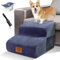 HEVOL Hundetreppe 2 Stufen, Hochdichtem Schwamm Haustiertreppe mit Waschbar Bezug, Hundetreppe für Kleine Hunde, Abnehmbare Katzentreppe für Sofa Bett, Send 1 Fusselrolle - Blau