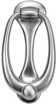 Woogim 1 Heurtoir de porte ovale en alliage de zinc pour porte d'entrée, décoration de la maison, heurtoir de porte argenté