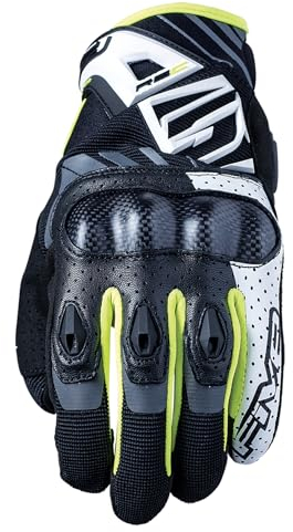 Five Motorradhandschuhe für die Stadt, Hochleistung, RS-C, Karbon-Schutzschale, 1KP, Weiß und Gelb, M