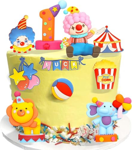 10 PCS Zirkus Cake Topper, Zirkus Cupcake Topper, Kuchen Topper Zirkus, Clown Tiere Luftballons Zirkus Tortendeko, DIY Cupcake Topper Zirkus für Geburtstag Karnevals Party Dekorationen
