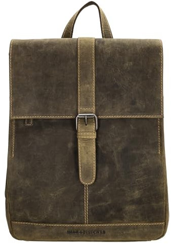 Hide & Stitches Idaho Lederrucksack kompakt, Hunter-Leder, 32x22,5x9,5 cm, Reißverschlusstaschen, Verstellbare Schulterriemen, Griff, Smartphone-Fach