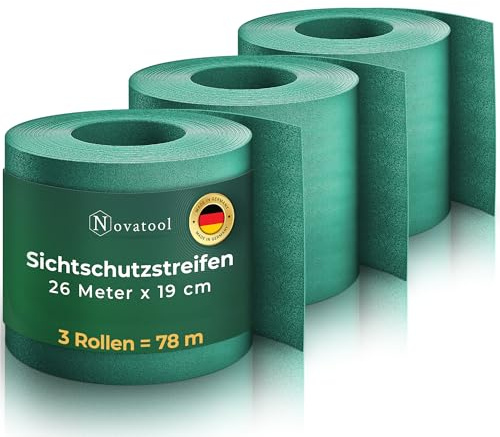 Novatool Premium PP 78m Zaunsichtschutzrollen Grün für Doppelstabmattenzaun für 30 Reihen Sichtschutzstreifen Zaun Gittermattenzaun Sichtschutzstreifen langlebig & witterungsbeständig