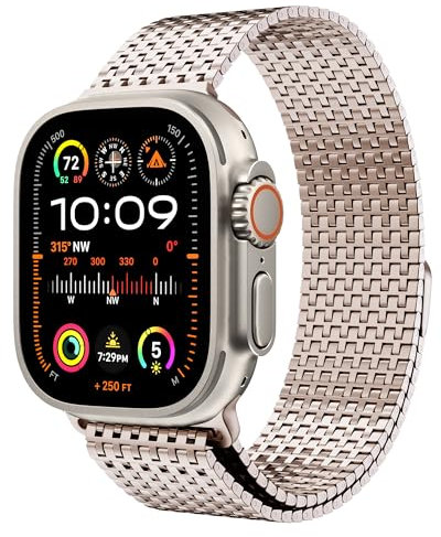 LULULOOK Bracelet milanais pour Apple Watch Ultra 2/1 49 mm, 46 mm, 45 mm, 44 mm, 42 mm, magnétique 630, boucle en maille métallique en acier inoxydable pour iWatch séries 10 9 8 7 6 SE 5 4 3 2 1