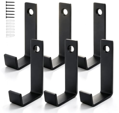 DIYCUT 6 Stück Edelstahl Wandhaken Schwarz, Wandhaken, J-Form Design