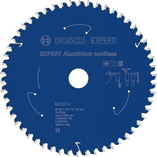 Bosch 1x Expert Aluminium Cordless Circ Saw | for Aluminium, Ø 160 mm, Professional Accessory Hand-Held Cordless Circular Saws, Hand-Held Cordless Dry Cutter