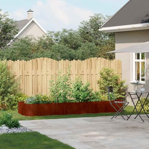Woonisher Jardinière en Acier résistant aux intempéries, bac à Fleurs surélevé en métal, bac à Fleurs en Acier Corten 280 x 80 x 40 cm pour Jardin et terrasse.