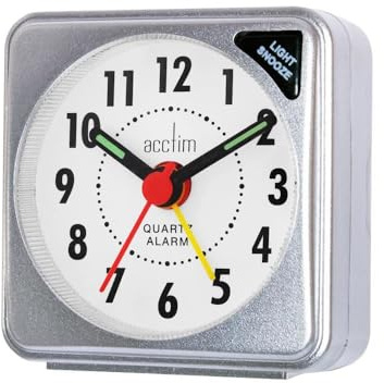 Acctim Ingot Travel Alarm Clock, Silver, Mini