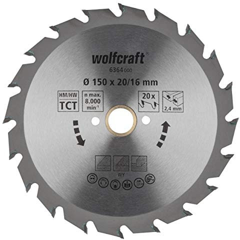 wolfcraft Handkreissägeblatt HM, Serie, Silber, 150 X 20