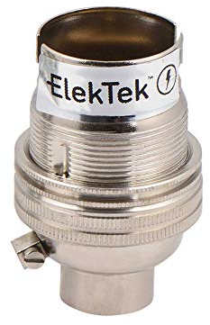 ElekTek Lamp Holder Unswitched Bayonet Cap B22 Half Inch Entry with Shade Ring Nickel