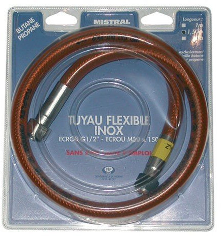 Tuyau gaz butane et propane - flexible - inox - 1 m
