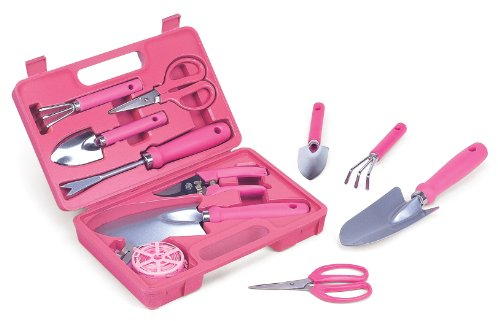 FUNICE Pink Lady Gartenset für die Frau mit Schaufel, Rechen, Zange usw