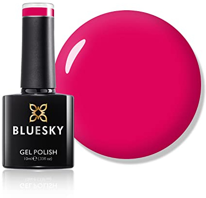 Bluesky Gel Nail Polish 10ml, Majestic Pink - Neon 26, Bright Pink | A saturated fluorescent that lifts a tan on holiday. Cures in 60 seconds and stays glossy for three weeks.