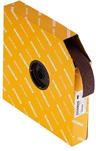 RHODIUS SPBR, 1 Stück Schleifleinen 40 mm x 25 m K240, für Metall und Holz, Schleifpapier, Handschliff, Schleifband, Schmirgelpapier, Rollenware