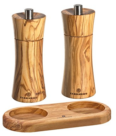 Zassenhaus Salz und Pfeffermühle Frankfurt 14 cm Olivenholz mit Untersetzer