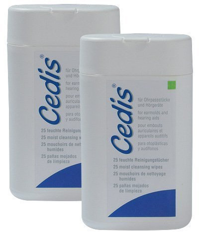 50 Cedis Cleansing Wipes/in Pocket Dispenser, for Earmolds and Hearing Aids by Cedis