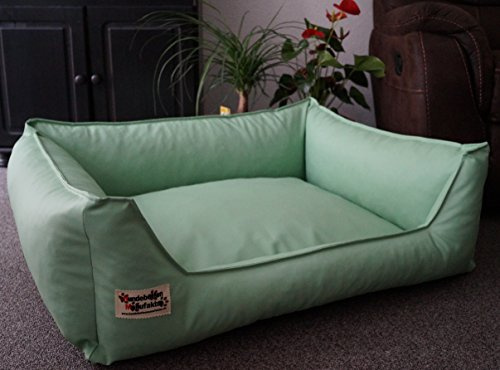 Hundebettenmanufaktur Hundebett Hundesofa Schlafplatz Kunstleder Acceso Farbe und Größe wählbar von XS bis XXL (130 cm X 100 cm, mintgrün)