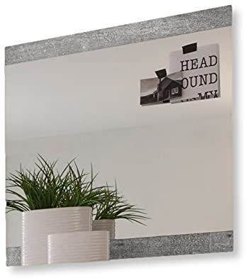 STONE Wandspiegel in Beton Optik, Weiß - Moderner Spiegel für Flur & Garderobe - 68 x 70 x 2 cm (B/H/T)