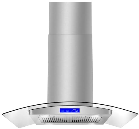 COSMO COS-668ICS900 36 in. Lumin Collection 380 CFM Ducted Island Range Hood, Soft Touch Controls, LED Lights, Stainless Steel