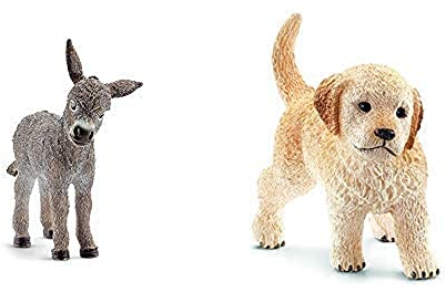 Schleich 13746 - Esel Fohlen & 16396 - Golden Retriever Welpe